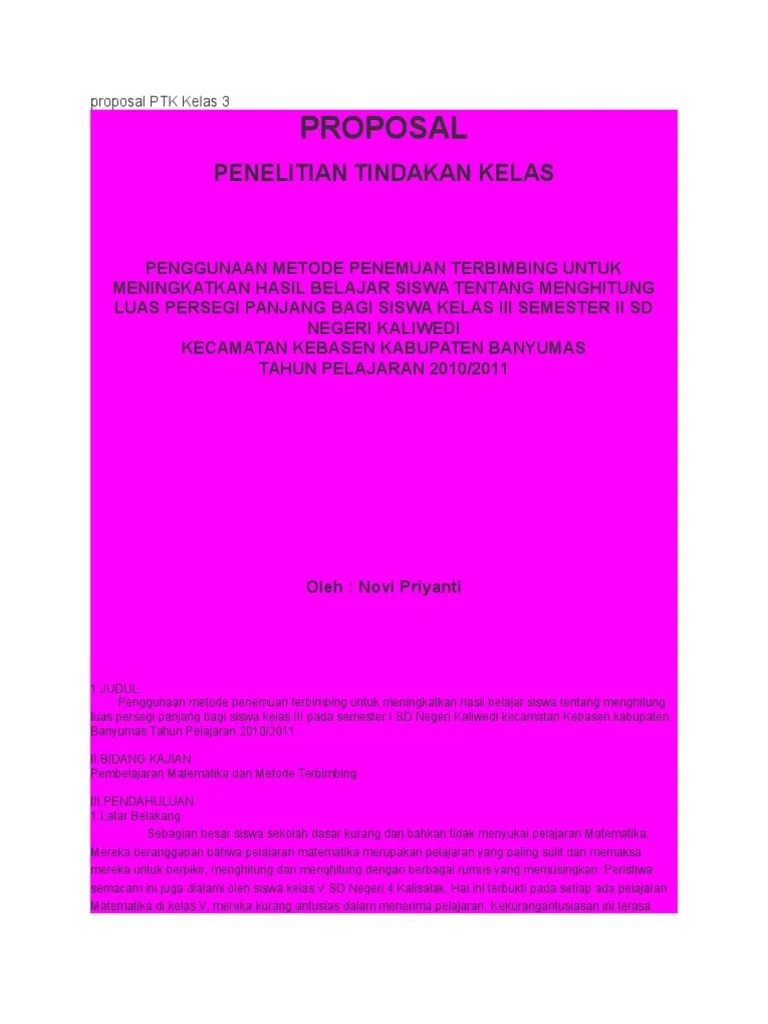 Download ptk ipa kelas vi sd lengkap k13 · contoh ptk ipa sd dengan model pembejaran terbaru. Proposal Ptk Kelas 3 Pdf