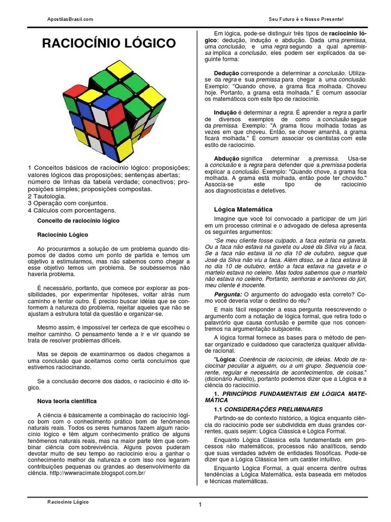 Raciocínio Lógico | Download Grátis PDF | Argumento | Validade