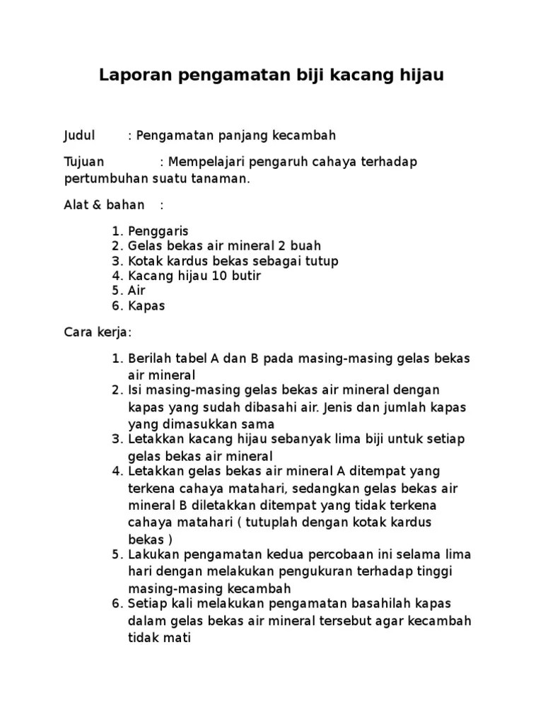 Laporan Pengamatan Pertumbuhan Kecambah Pdf 