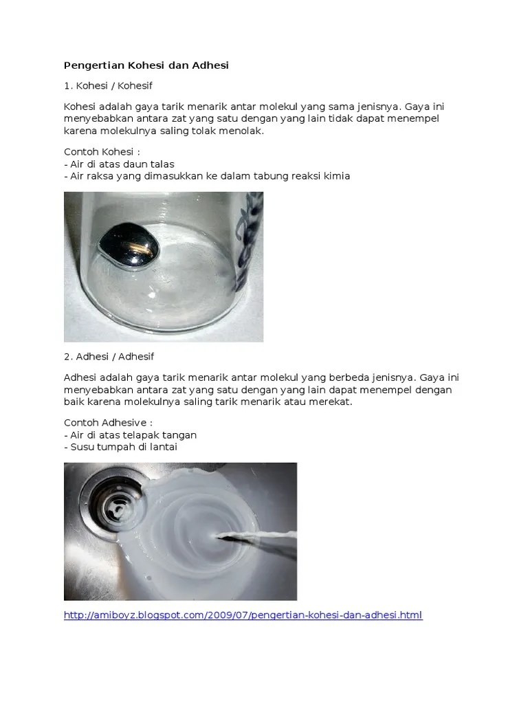 Pengertian Kohesi Dan Adhesi | PDF