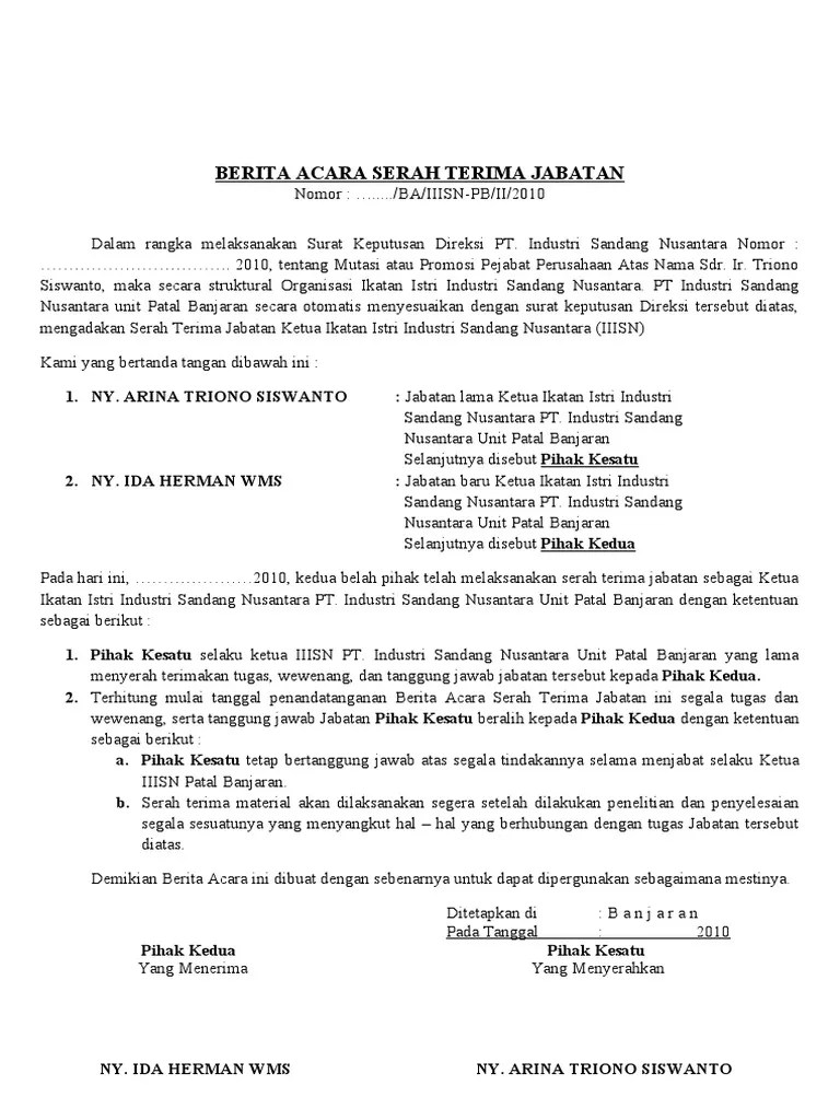 Contoh berita acara serah terima aset desa. Contoh Berita Acara Serah Terima Unit Contoh Surat