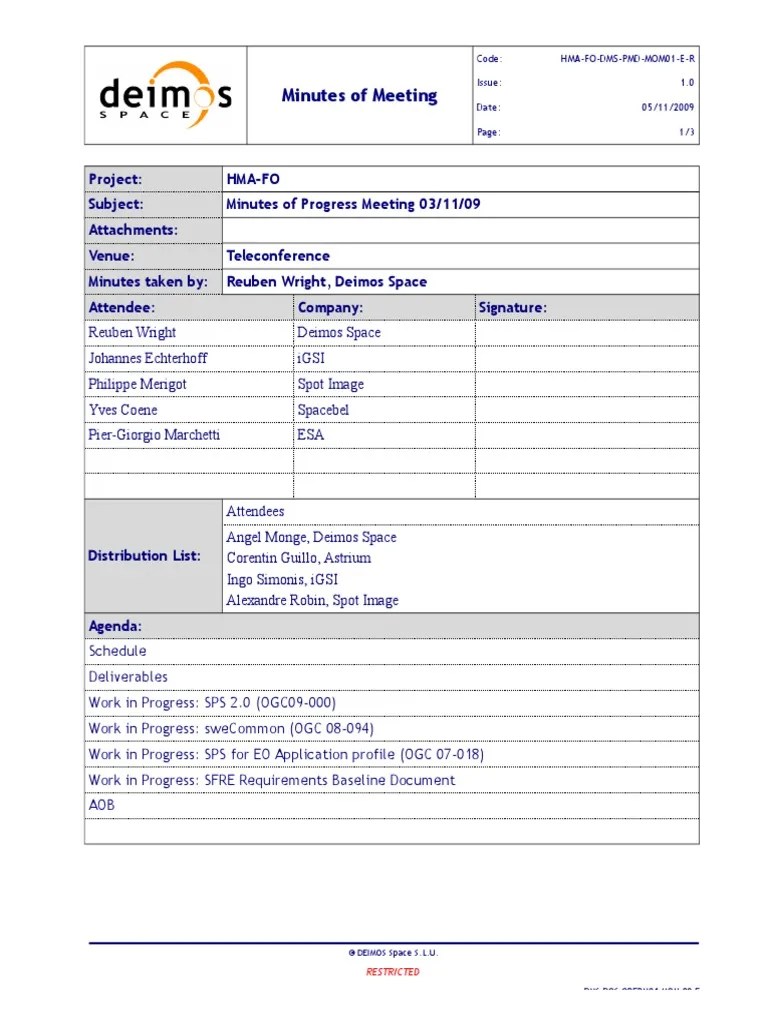 Contoh Minutes Of Meeting