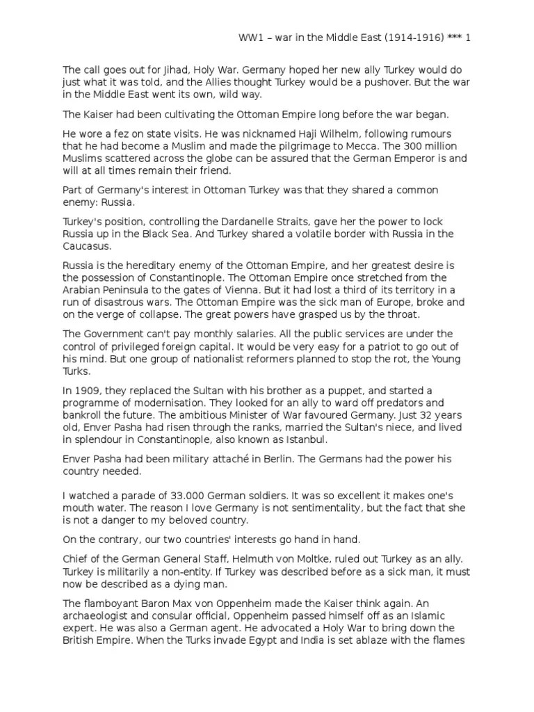 War In The Middle East (1914-1916) - From Online Documentary | PDF ...