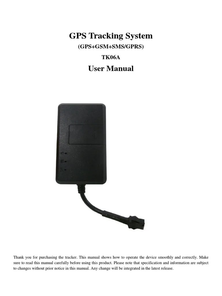 TK06A GPS Tracker User Manual | PDF | General Packet Radio Service | Mobile Phones