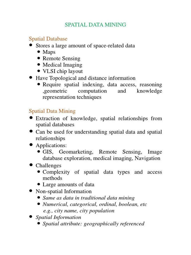 Data Mining-Spatial Data Mining | PDF | Spatial Analysis | Statistical ...