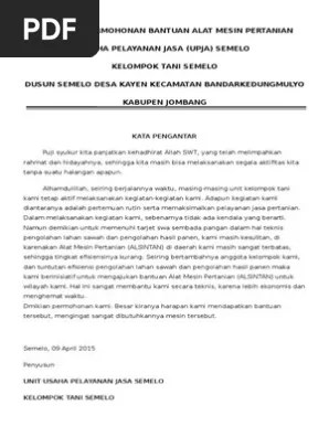 Proposal Jaringan Irigasi Desa Jides Adi Contoh Proposal Kelompok Tani Trimukti Alat Mesin Pengolah.