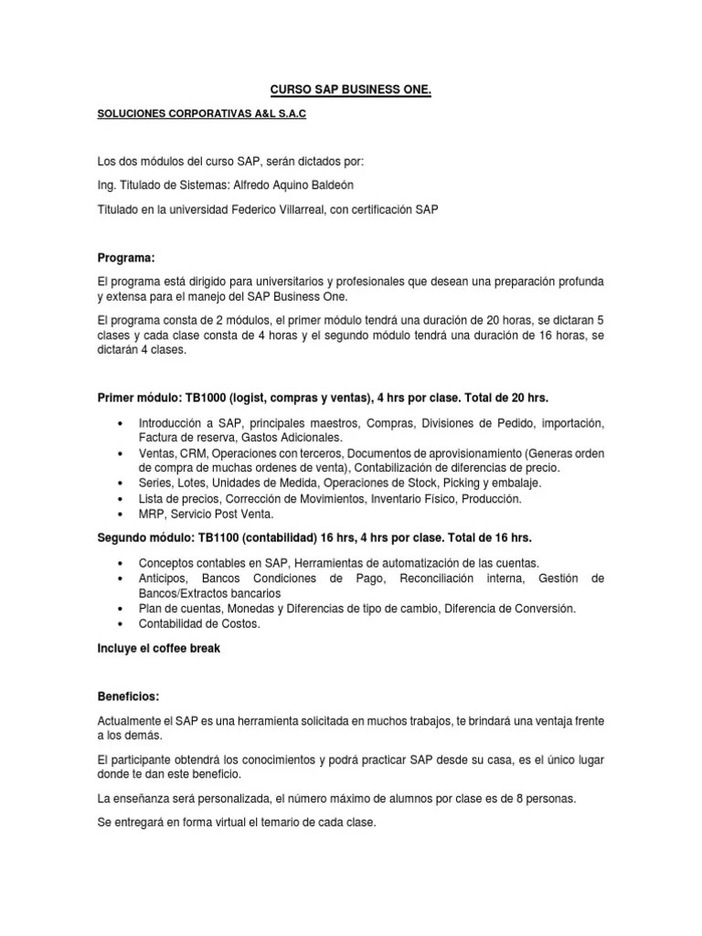 SAP Business One, CURSO SAP BUSINESS ONE. | PDF | Contabilidad | Business