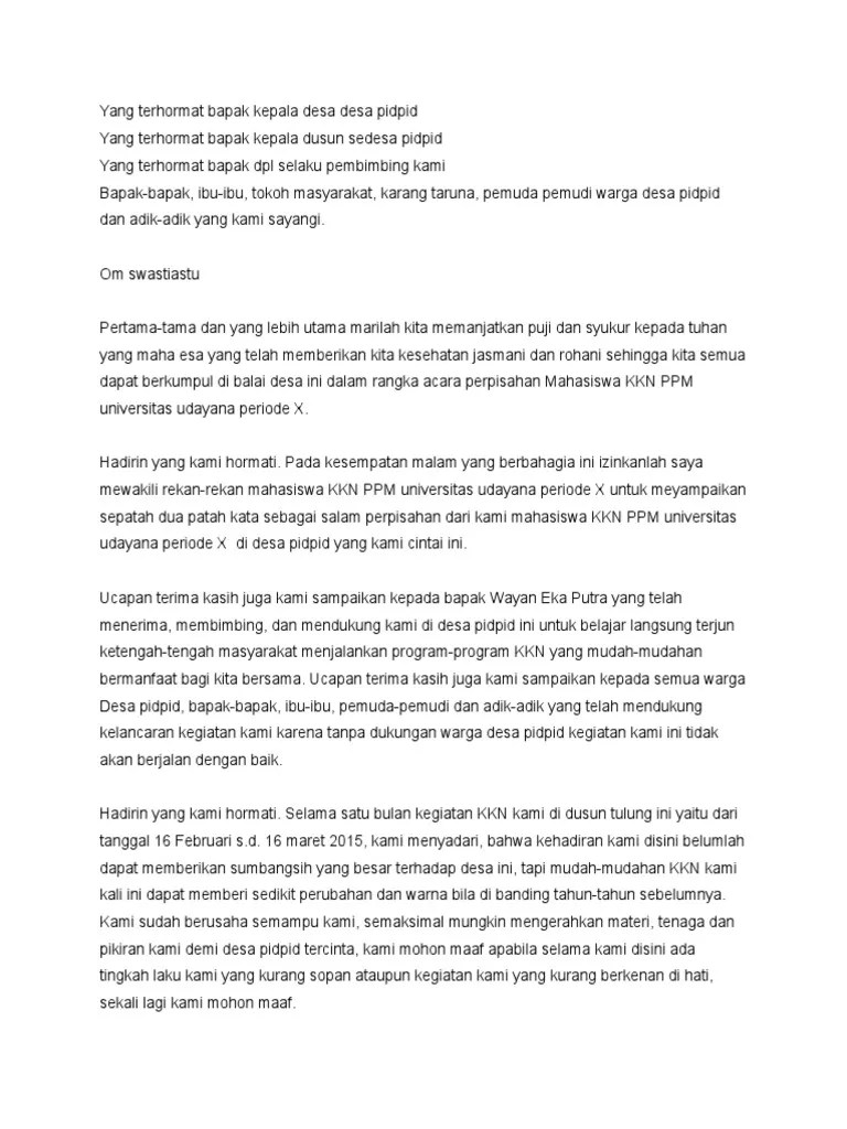 Kata Sambutan Kordes KKN | PDF