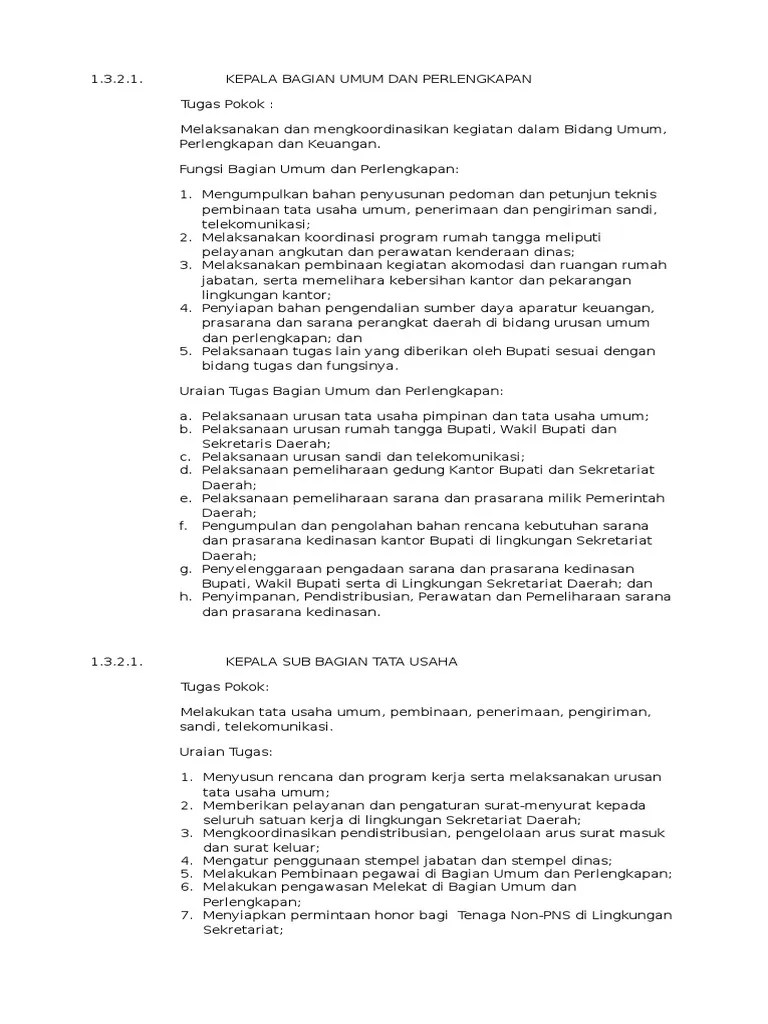 Tupoksi Bagian Umum Dan Perlengkapan | PDF