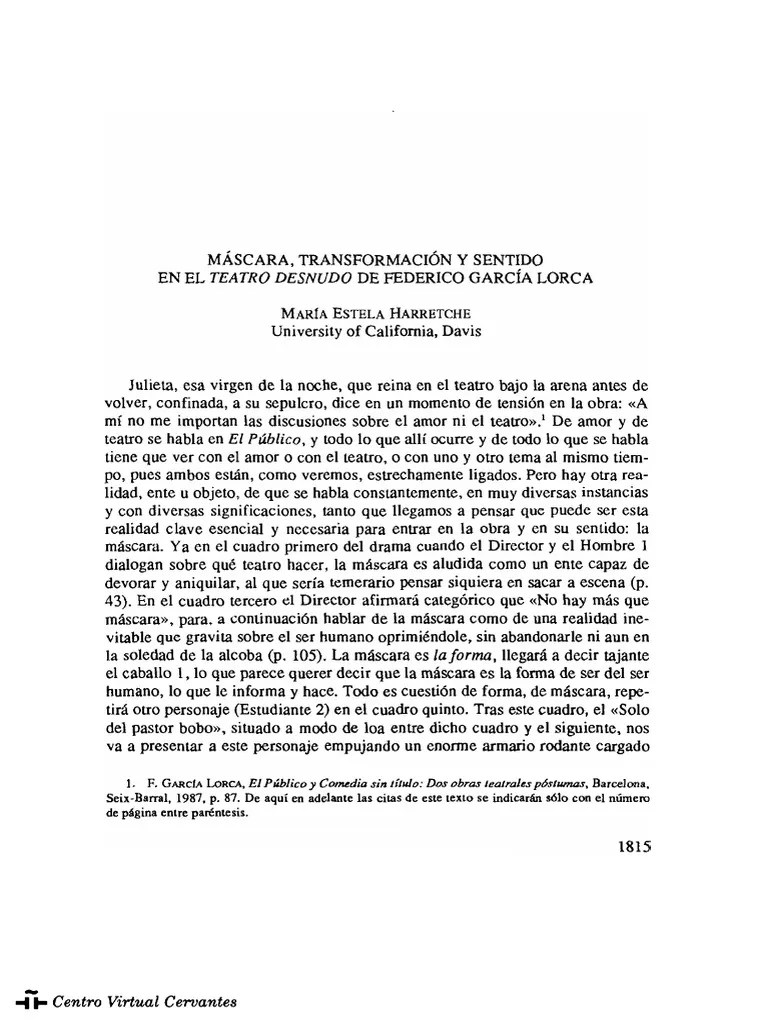 MÁSCARA, TRANSFORMACIÓN Y SENTIDO EN EL TEATRO DESNUDO DE FEDERICO ...