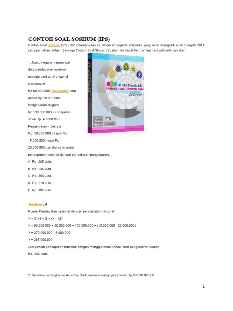 Pdf Pembahasan Intensif 90 Soal Tps Sbmptn 2020 Kunci Jawaban Bagian 1 Mata pelajaran Ekonomi ada pada nomor 46-60.