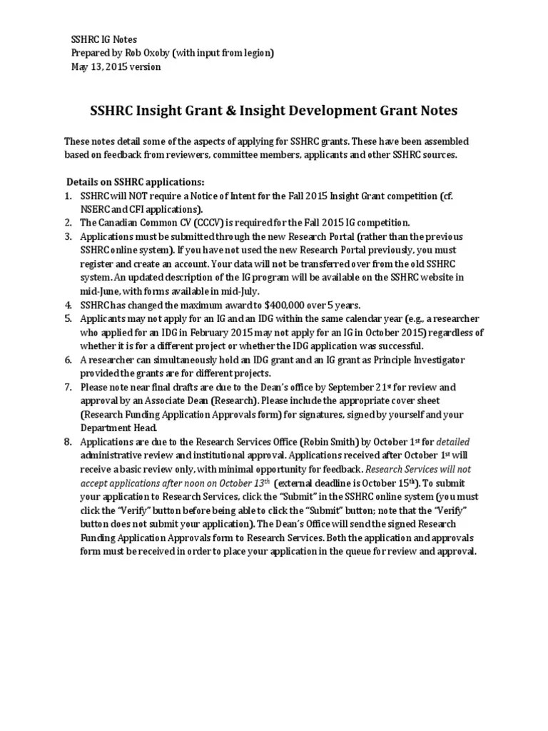 SSHRC IG Workshop Materials | Download Free PDF | Graduate School | Open Access