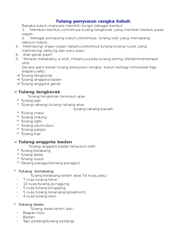 Tulang Penyusun Rangka Tubuh | PDF