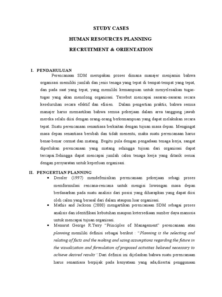 Jawaban contoh kasus ketenagakerjaan · 1. Studi Kasus Kegiatan Rekrutmen Dan Orientasi Di Industri Perhotelan Pdf
