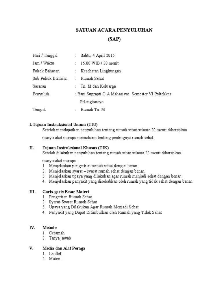 Satuan Acara Penyuluhan-Rumah Sehat | PDF