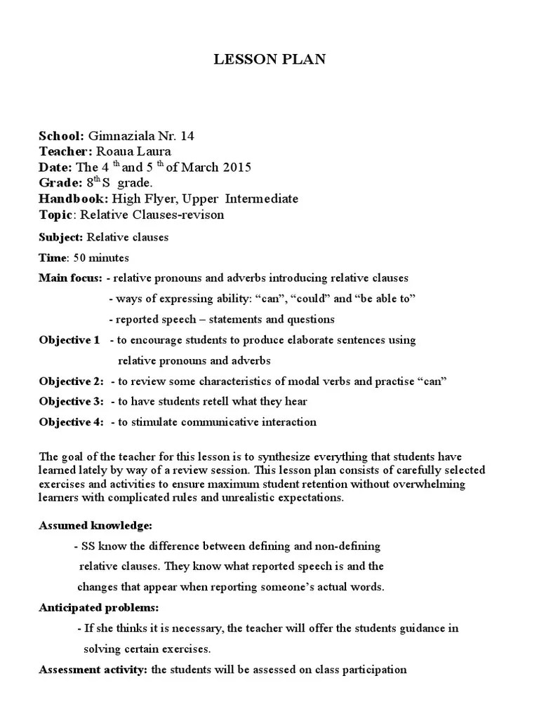 Relative Clauses | PDF | Lesson Plan | Clause