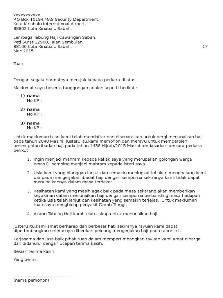 Contoh surat rayuan yang mudah dan ringkas via contohsuratkini.blogspot.com. Contoh Surat Rayuan Haji