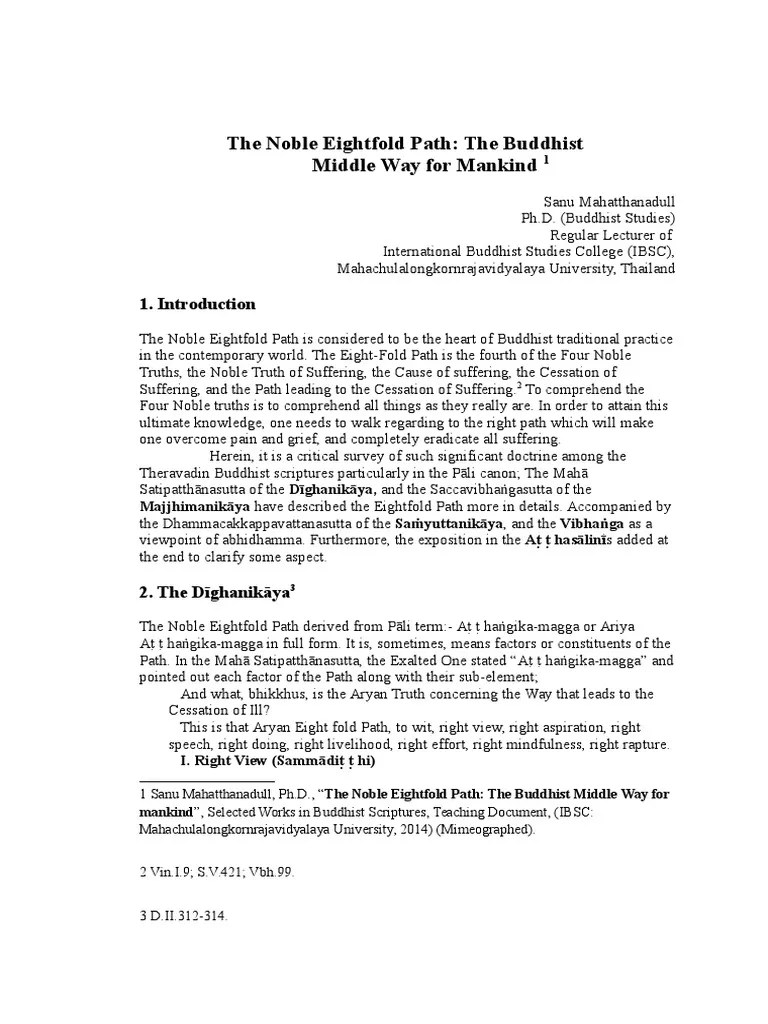 6.the Noble Eightfold Path The Buddhist Middle Way For Mankind | PDF | Noble Eightfold Path ...