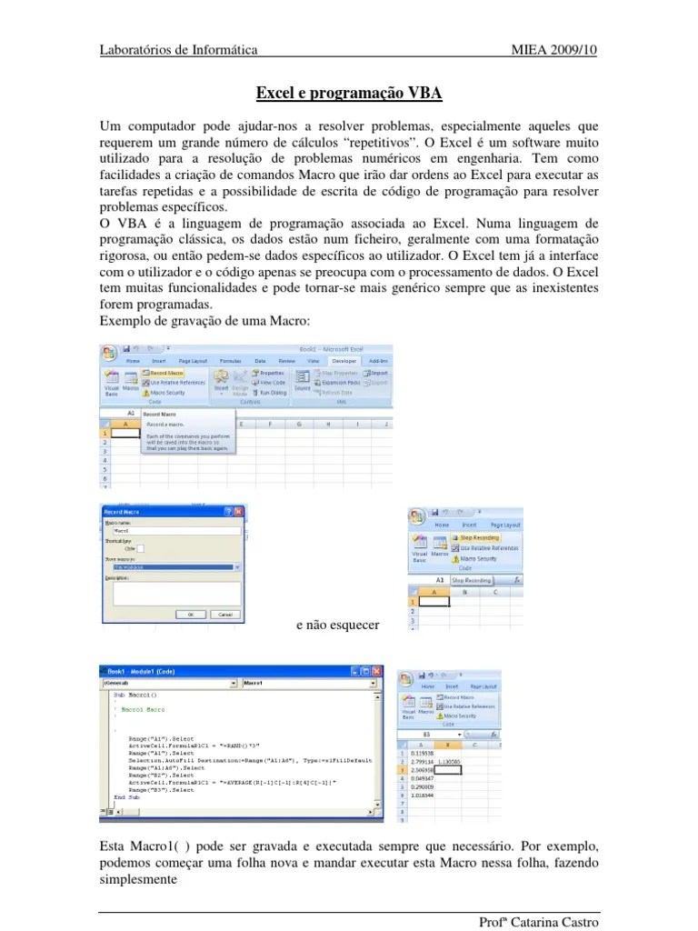 Excel E Programaçao VBA | Download Grátis PDF | Macro (Ciência Da Computação) | Microsoft Excel