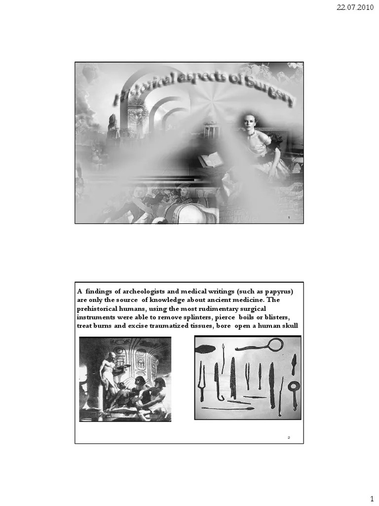 Lecture 1 Historical Aspects Of Surgery (Core) | PDF | Surgery | Anesthesia
