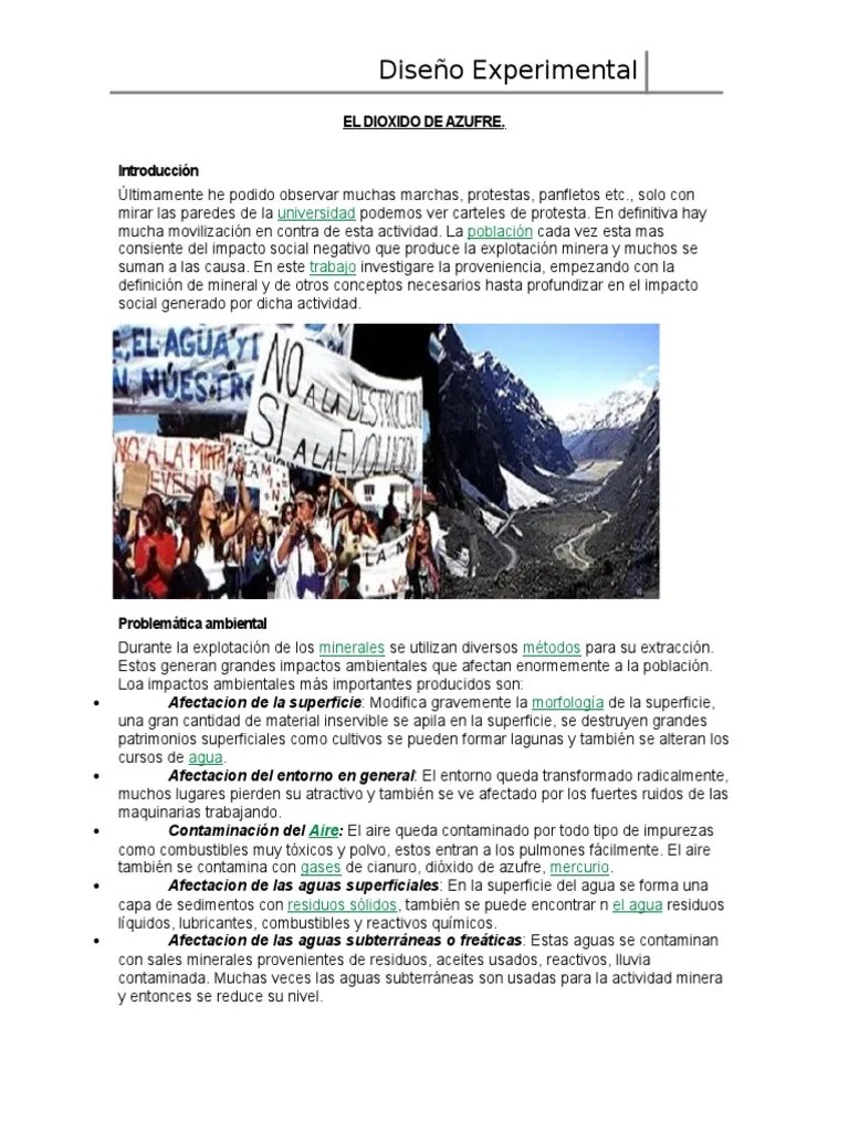 El Dioxido De Azufre. | PDF | Degradación Ambiental | Minería