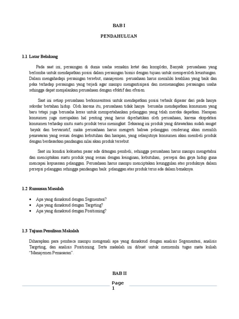 Makalah Tentang Segmentasi, Targeting, Positioning | PDF