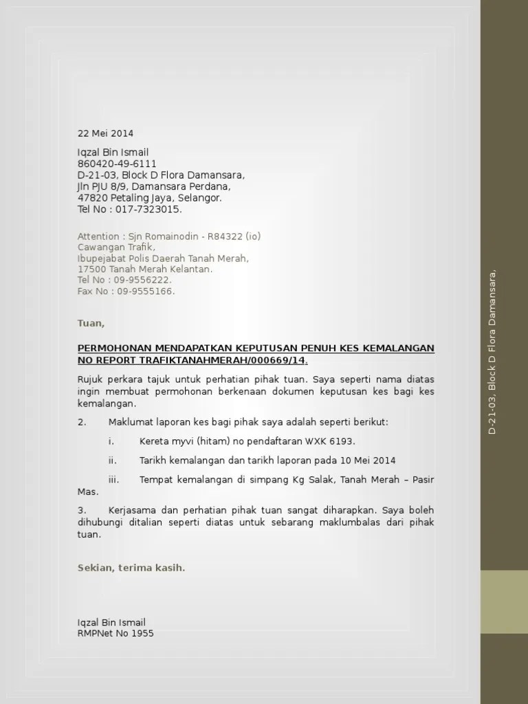 Cara buat surat pembatalan polisi insurans sunlife dengan aia docshare tips contoh prudential rasmi lesen perniagaan desktop su. Contoh Surat Report Polis Letter 7saudara Com