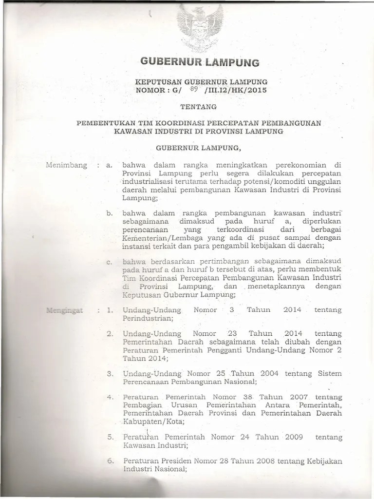Pembangunan pabrik pengolahan dan pemurnian mineral. Sk Tim Percepatan Pembangunan Ki Prov Lampung Pdf
