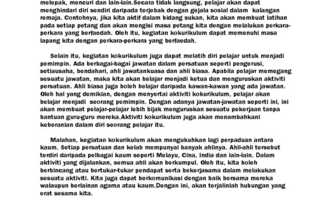 Kegiatan kokurikulum ini bukan sahaja dapat memberikan keseronokan malahan dapat mendatangkan pelbagai kebaikan kepada pelajar yang menyertainya. Faedah Aktiviti Kokurikulum Otosection