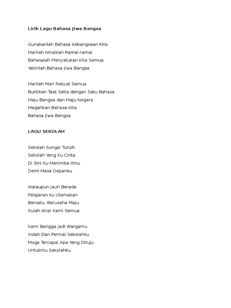 Selain itu, bagi menyebarkan ilmu dan maklumat yang mudah dicapai dengan menggunakan bahasa sendiri. Lirik Lagu Bahasa Jiwa Bangsa Pdf