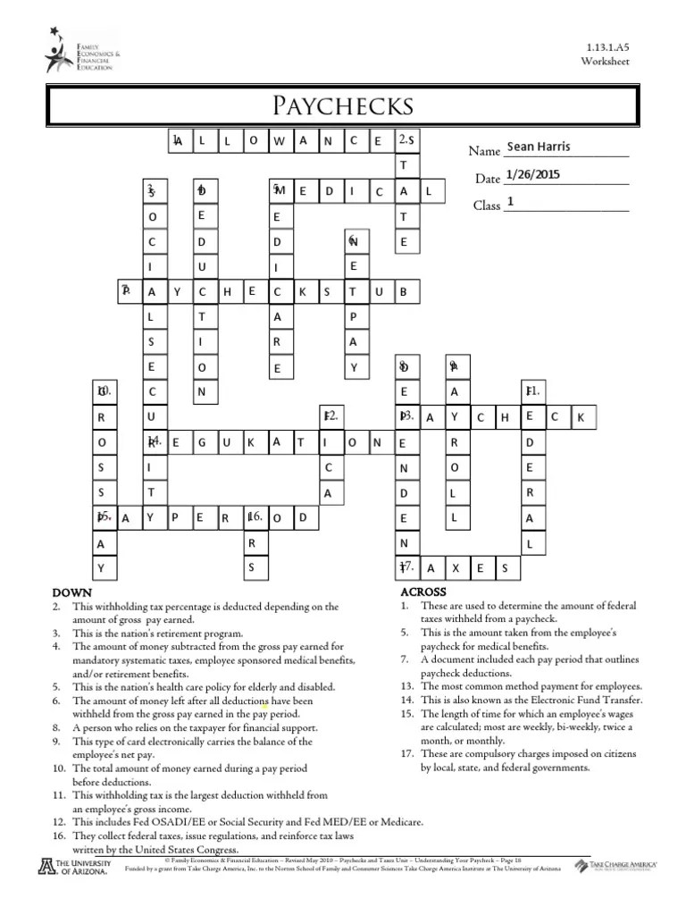 Understanding Your Paycheck Worksheet Answers / Understanding Your