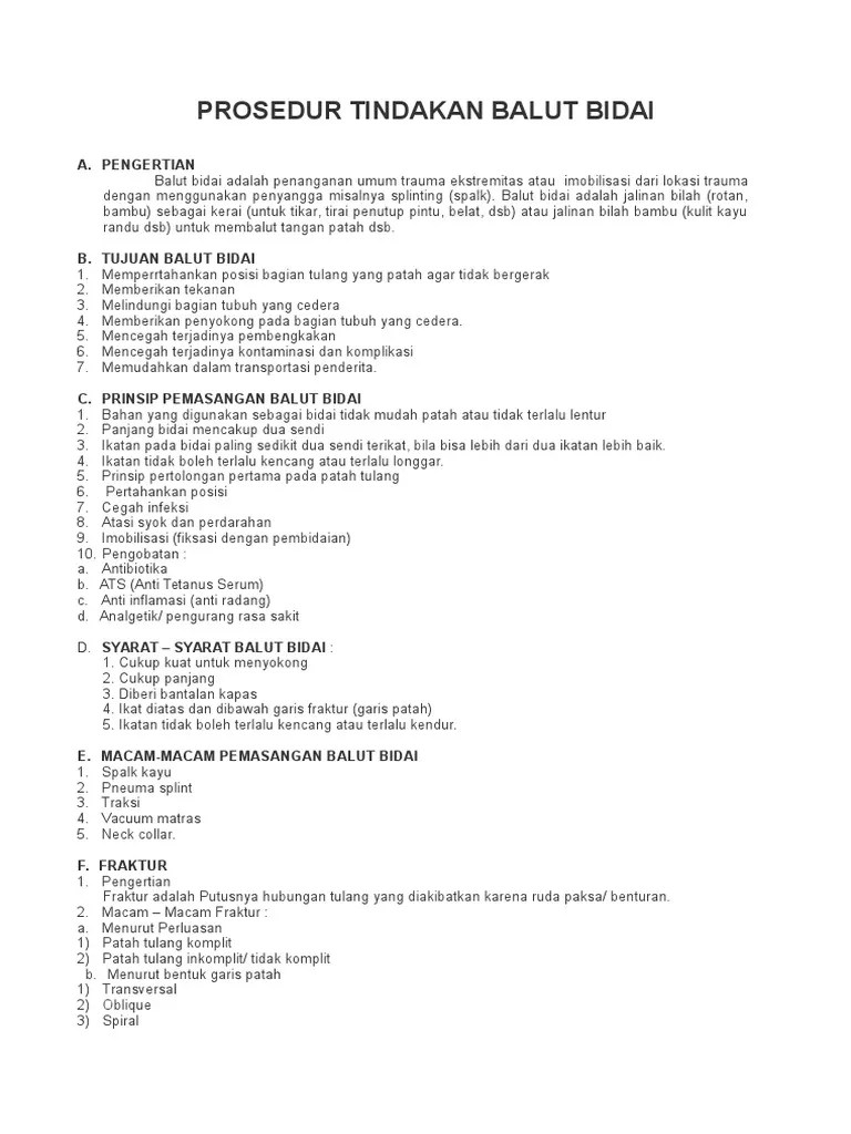 Prosedur Tindakan Balut Bidai | PDF