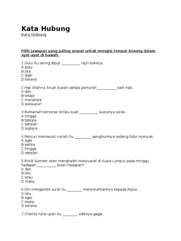 This document was uploaded by user . Latihan Kata Hubung Pdf