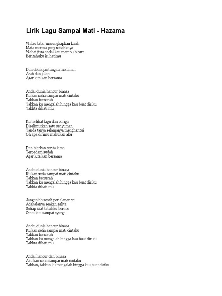 Chordify is your #1 platform for chords. Lirik Lagu Sampai Mati Pdf