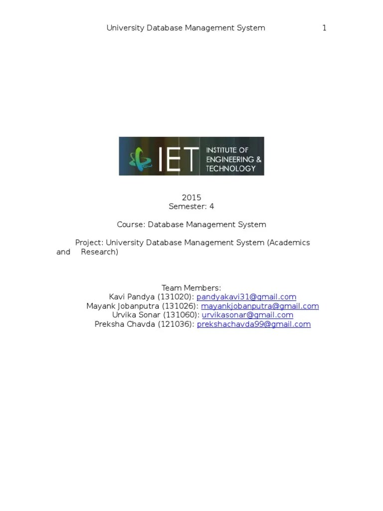 University Database Management System | PDF | Information Management ...