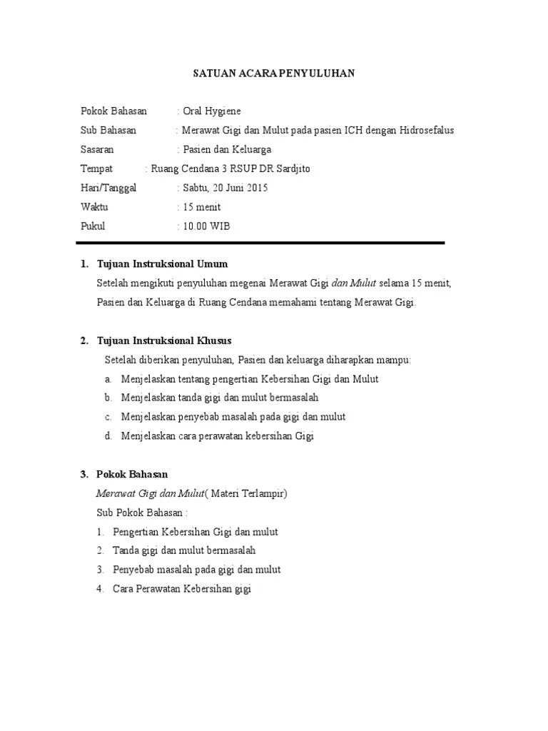 Satuan Acara Penyuluhan Oral Hygiene | PDF