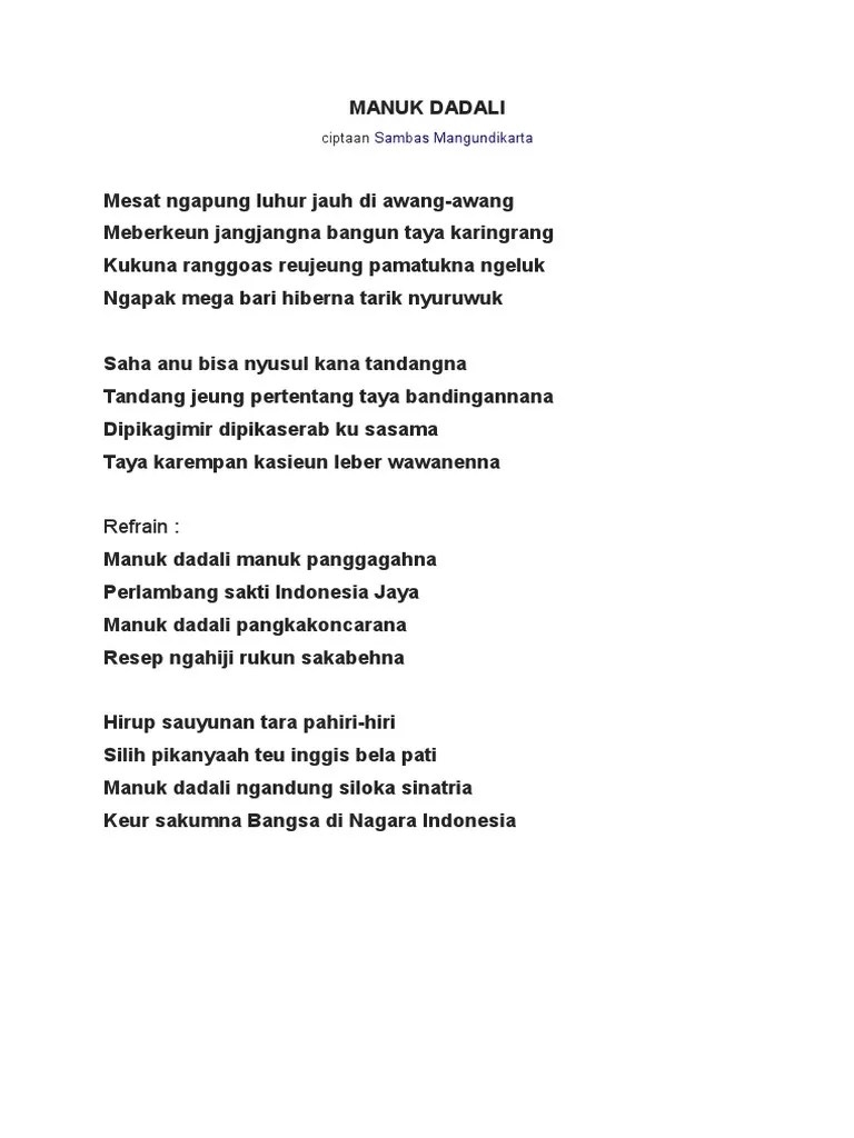 Lagu ini juga sering dijadikan tugas sekolah di daerah jawa barat. Download Lagu Manuk Dadali Original Nasi