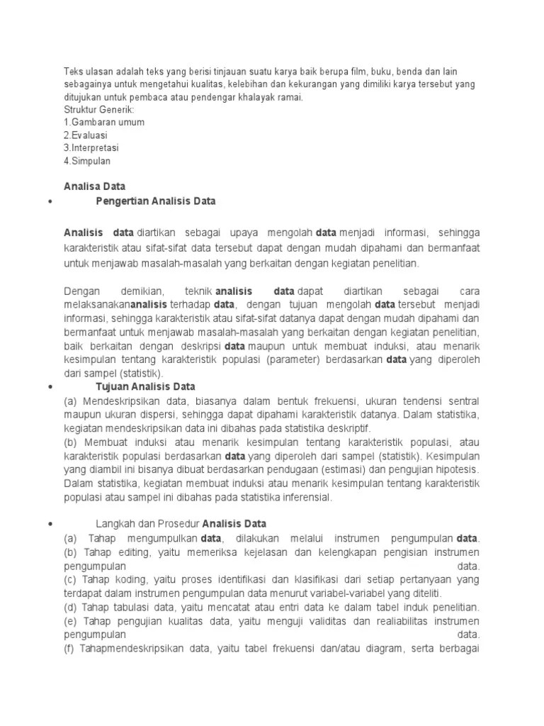 Teks Ulasan Adalah Teks Yang Berisi Tinjauan Suatu Karya Baik Berupa Film |  PDF
