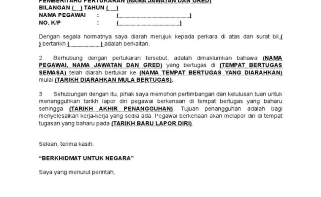 Contoh Surat Penangguhan Lapor Diri Bertugas : Surat Tangguh Lapor Diri Dubai Khalifa