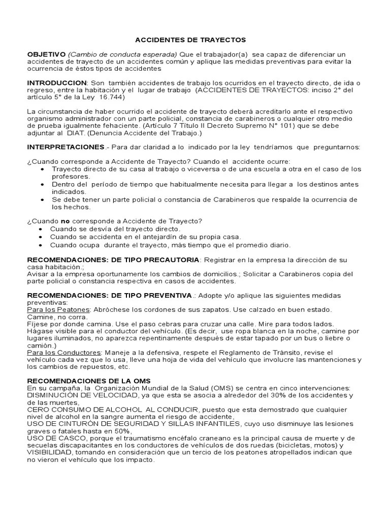 Accidentes De Trayectos | PDF | Peatonal | Lesión Cerebral Traumática