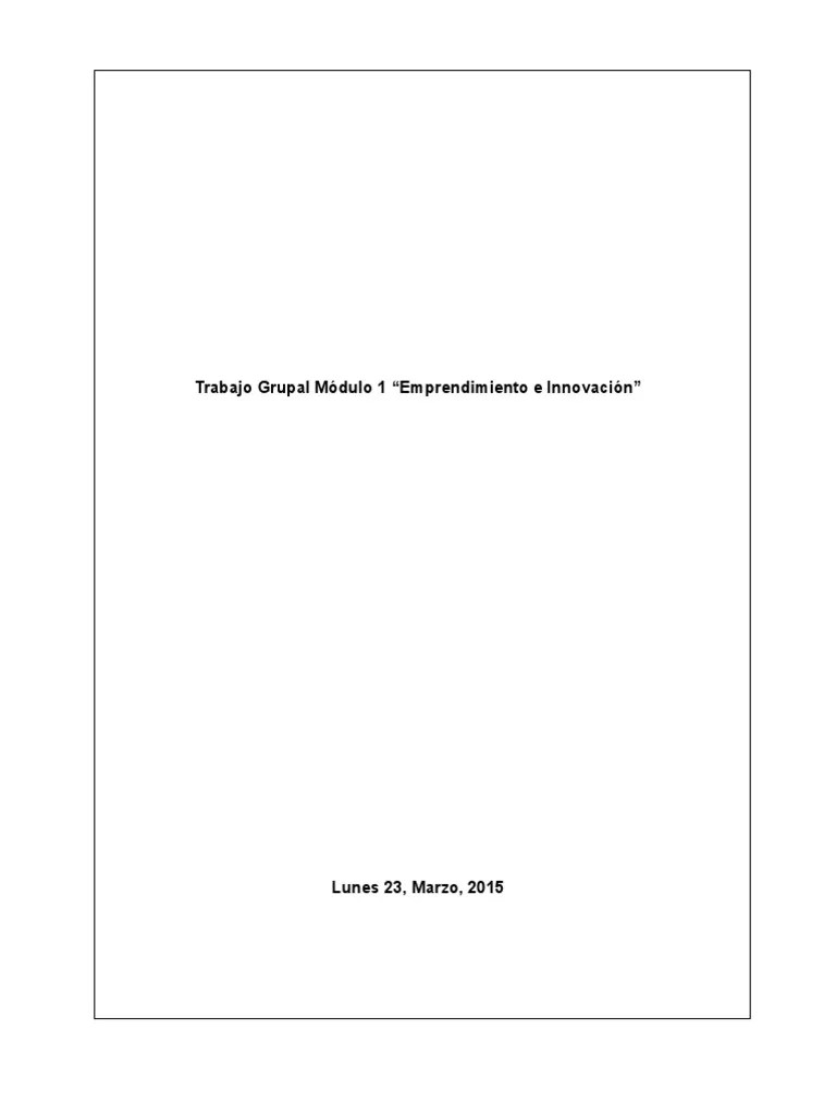 Trabajo Modulo 1 Taller Emprendimiento | PDF | Innovación | Mercado (economía)