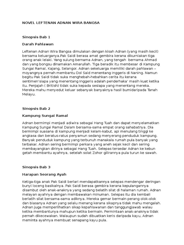 Peristiwa Menarik Dalam Novel Leftenan Adnan Wira Bangsa  P Amp P