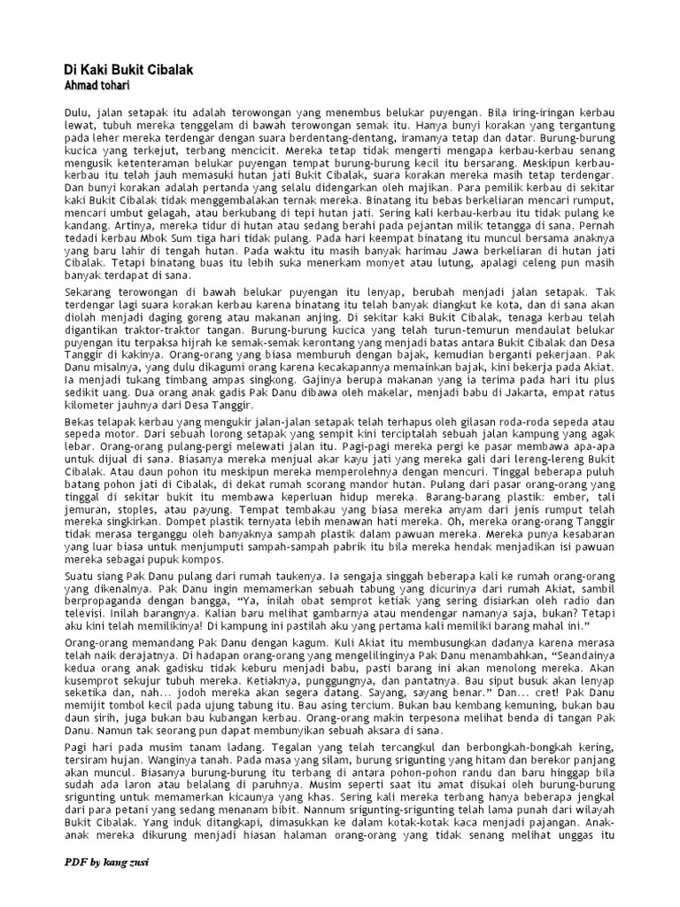 Ahmad Tohari Di Kaki Bukit Cibalak PDF | PDF