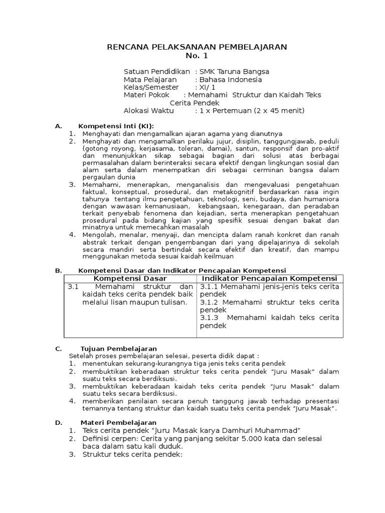 Soal tes semester cerpen kelas xi smk kurikulum 2013. Rpp Cerpen Kelas Xi K13 Pdf