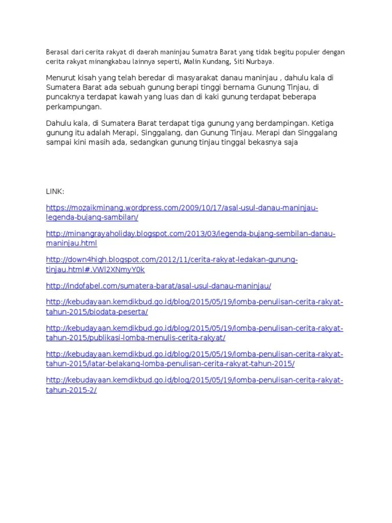 Kisah Bujang Sembilan (Danau Maninjau) | PDF