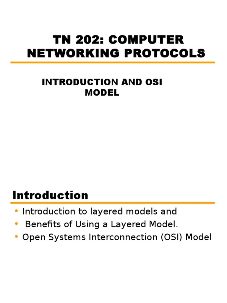 TN 202: Computer Networking Protocols: Introduction And Osi Model | PDF ...