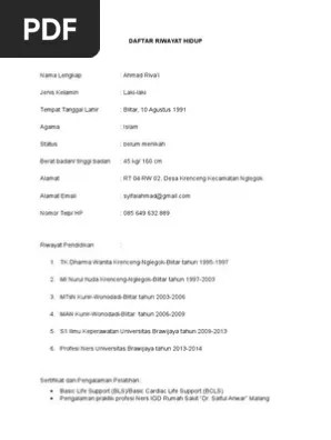 Kamu bisa download contoh cv perawat doc pdf ini untuk membuat sebuah cv . Contoh Curriculum Vitae Lamaran Perawat Pdf