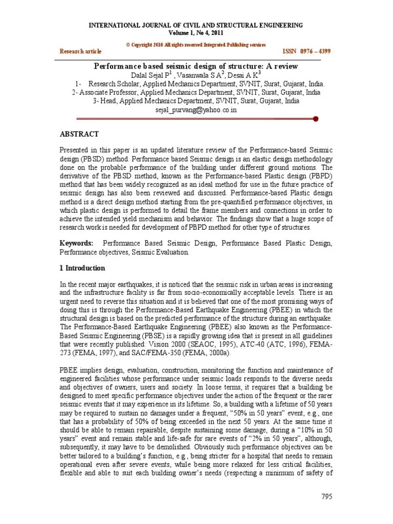 Dalal Sejal P Earthquake Engineering Federal Emergency