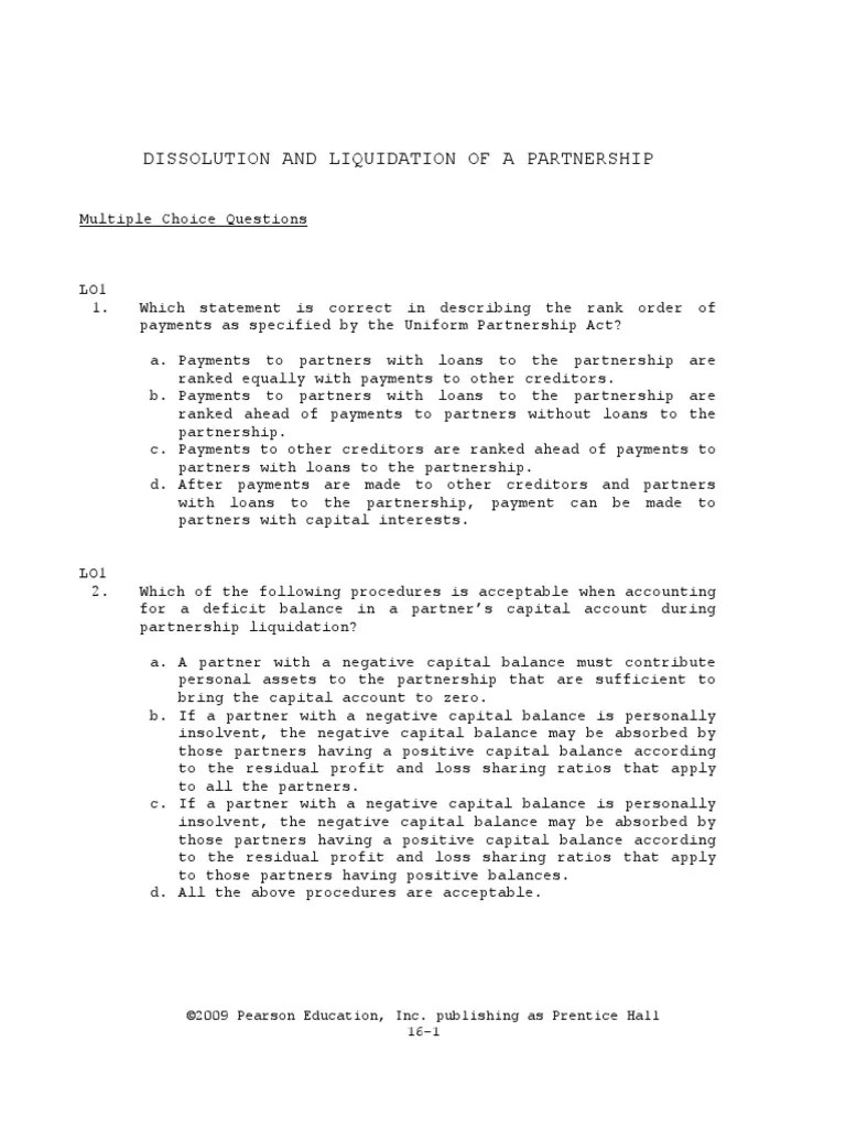 Chapter 16 Dissolution And Liquidation Of Partnership | PDF | Balance Sheet | Partnership