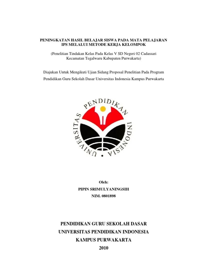 Pandemi covid i9 kelas v sekolah dasar negri 44/x. Proposal Ptk Peningkatan Hasil Belajar Mp Ips Melalui Metode Kerja Kelompok Pdf